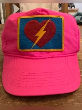Aviator Nation Pink Hat Vintage Bolt Heart Trucker Blue Red Rainbow Stripe Logo